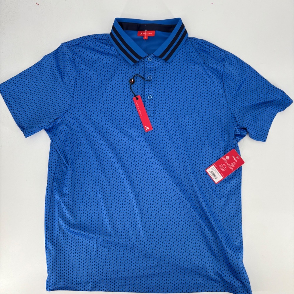 Redvanly Pascal Polo Shirt Mens XL Marine Blue Geometric Print Golf PUREPOLY New